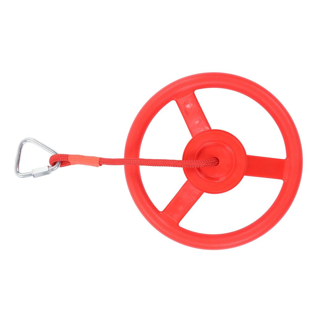 Children Gym Rotating Wheel Plastic Directional Wheel Kids Outdoor Fitness Exercise Wheel with Rope Red