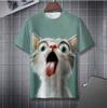 Humorous funny cat graphic t-shirt neutral hip-hop personality 3D printed animal streetwear short sleeve t-shirt summer