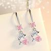 1 Pair Korean Style Hook Earrings Dolphin Design Shiny Rhinestones Drop Earrings Women Mid-length Earrings