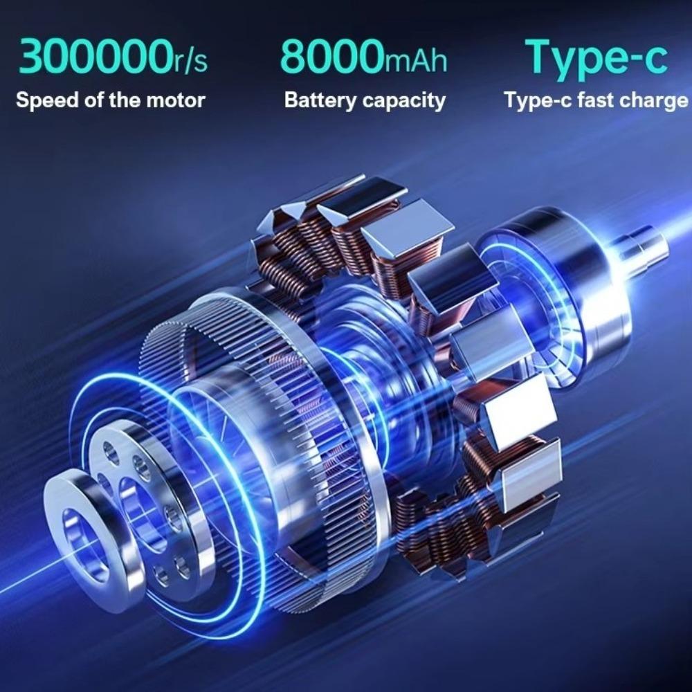 Турбовентилятор 300000 об/мин, зарядка Type-C, бесщеточный воздуходув, простой в использовании, перезаряжаемый воздуходув
