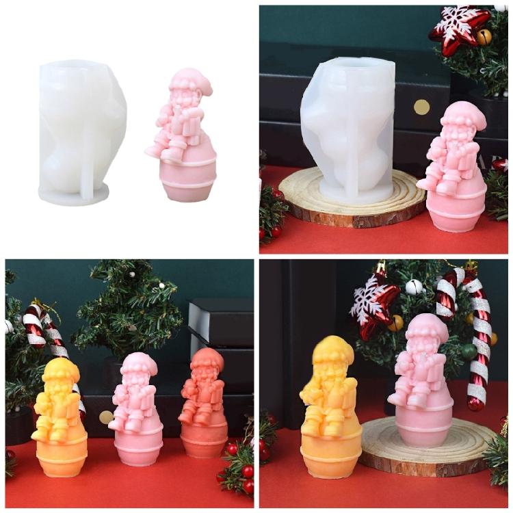 Christmas Theme Candle Molds Santa Silicone Molds for Candle Soap Christmas Decorations Epoxy Resin Craft,