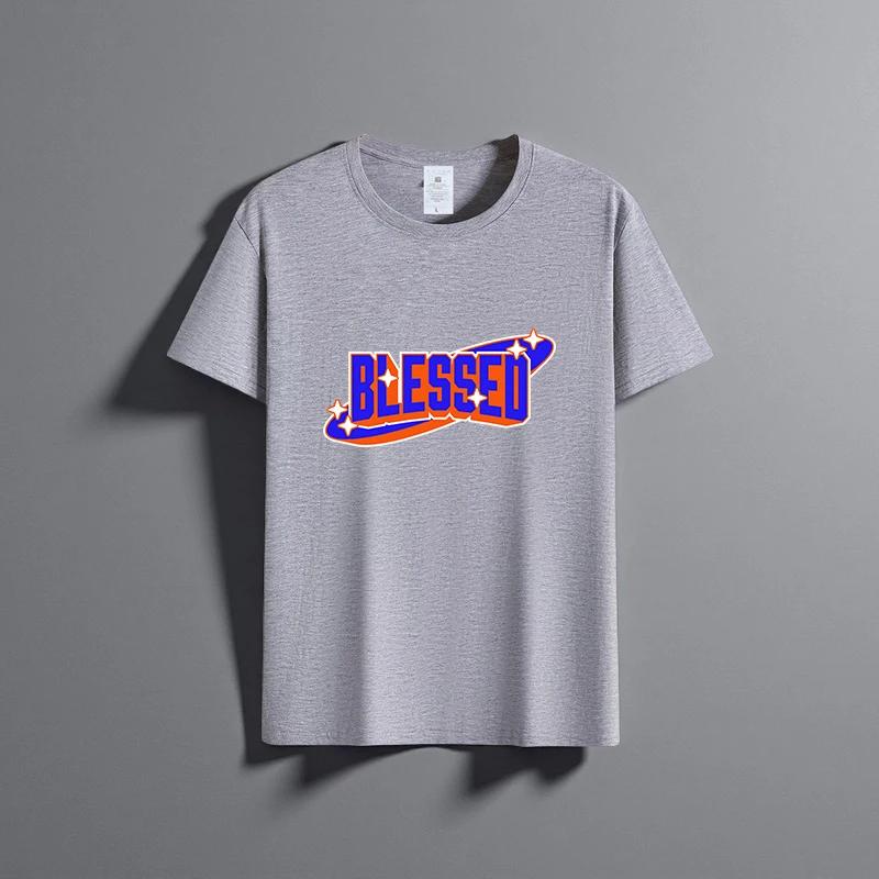 Летняя новая универсальная футболка унисекс из чистого хлопка, модная повседневная футболка с круглым вырезом, дышащая, свободного кроя, с принтом, с короткими рукавами