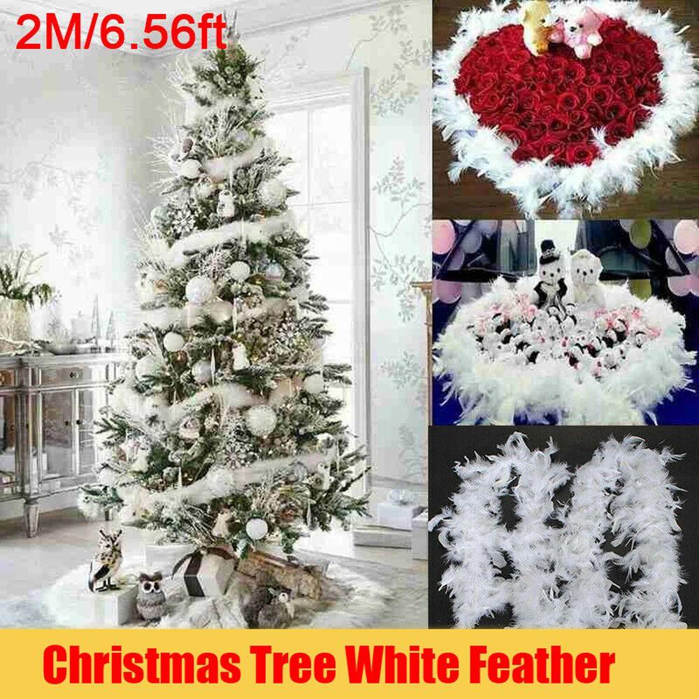Fabric Grament Accessaries Fluffy Feathers Xmas Ribbon Feather Boa Strip Christmas Tree Decor