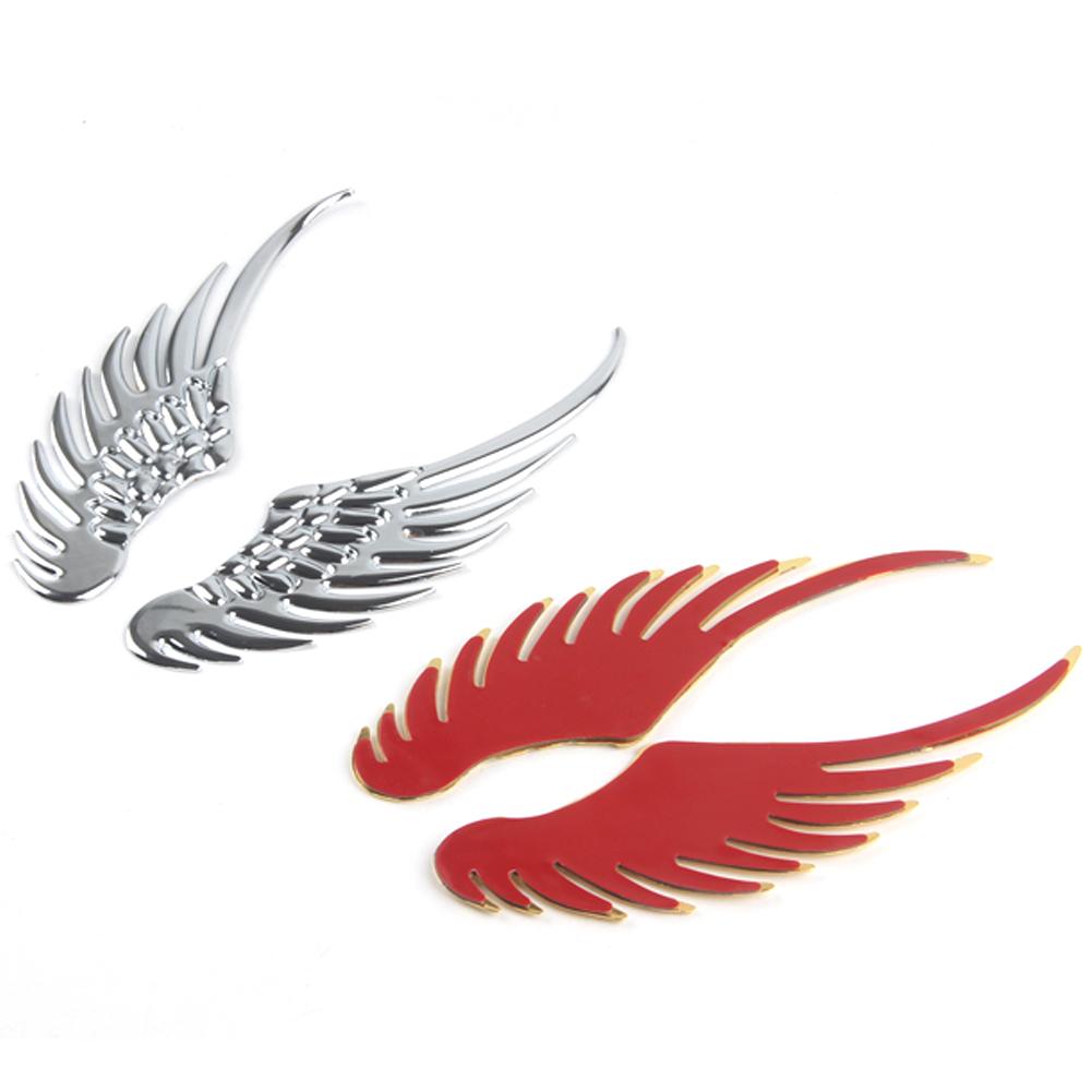 1 пара стикеров для кузова автомобиля, мотоцикла, 3D значок с крыльями орла и ангела, металлические алюминиевые наклейки, серебристый/золотой внешний вид