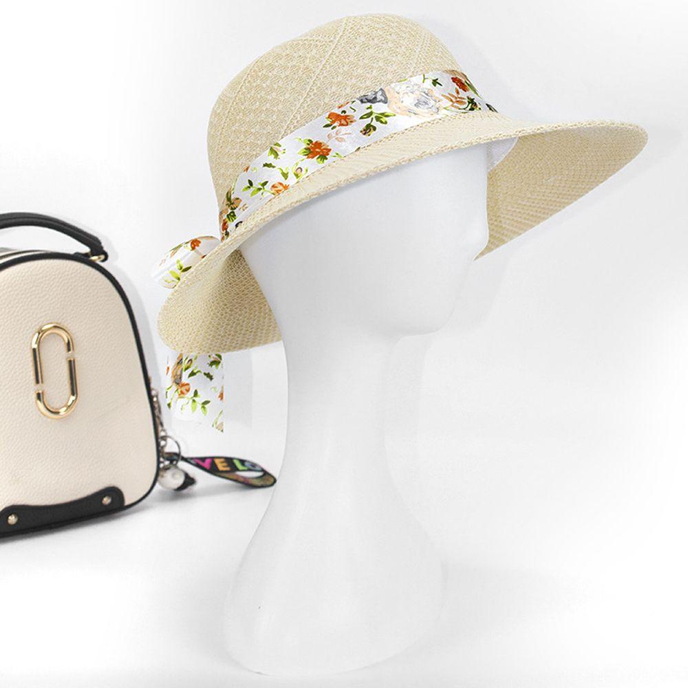 Ribbon Bowknot Visor Hats Girls Fisherman Hats Women Beach Cap Women Sun Hat Wide Brim Straw Hats