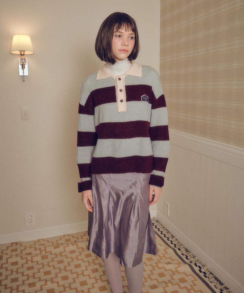 MELLY&ROSE Sunset Wide Stripe Polo Knit (310254)_Mint