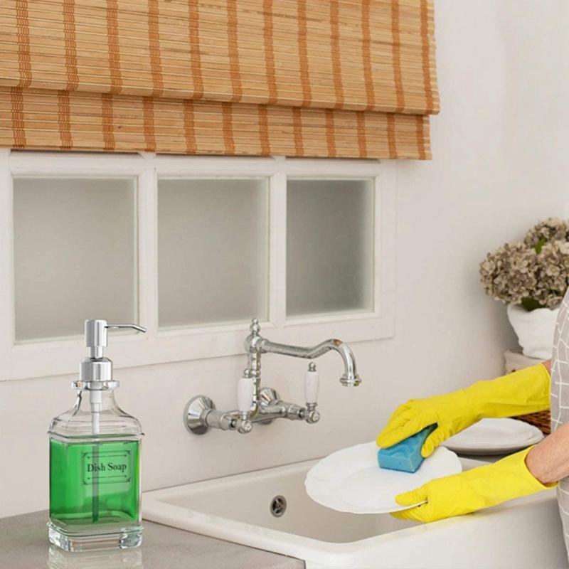 Pack of 2 Transparent Glass Soap Dispenser Shampoo Bottles 550ml for Bathroom and Kitchen Travel Portable Dispensers