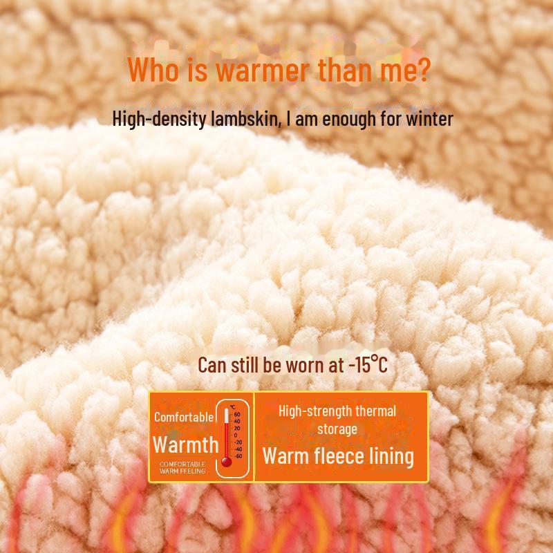 2024 Мужская зимняя плюшевая куртка из овчины с воротником-стойкой - толстая, теплая, свободная посадка, свитер сверху