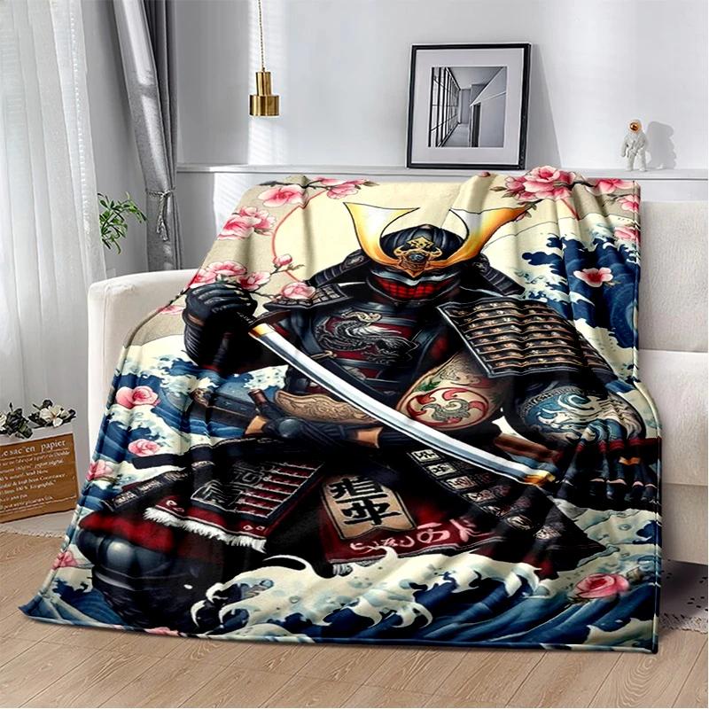 3D Japanese Samurai Bushido Katana Cartoon Game Blanket,Soft Throw Blanket for Home Bedroom Bed Sofa Travel Picnic Cover Kids