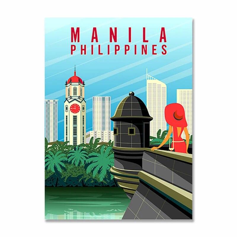 Nordic Vintage Travel Cities Poster Turkey Dubai Tanzania Landscape Metal Signs Retro Plate Wall Art Decor for Living Room Home