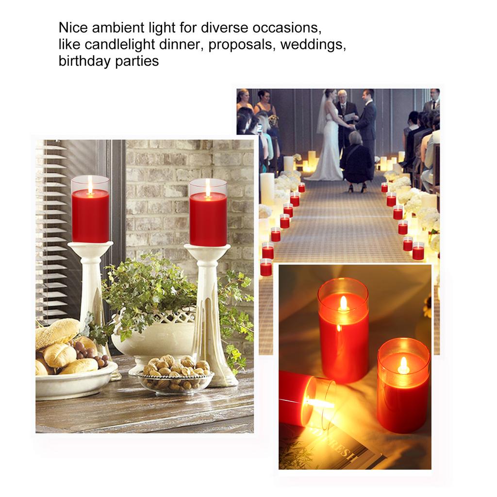 3PCS Flickering Flameless Candle Lights Kit with Controller Dynamic& Constant Bright Lighting