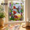 Decorative Glass Door Cling Stained Static Window Clings, Hummingbird Flower Stickers, Removable Repeatedly Used Sticker PVC Decals for Home