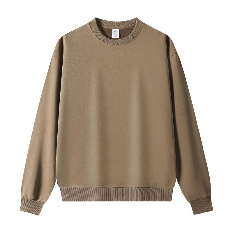 Heavyweight 420g Fleece-Lined Cotton Pullover Sweatshirt Unisex Oversized Casual Round Neck Top