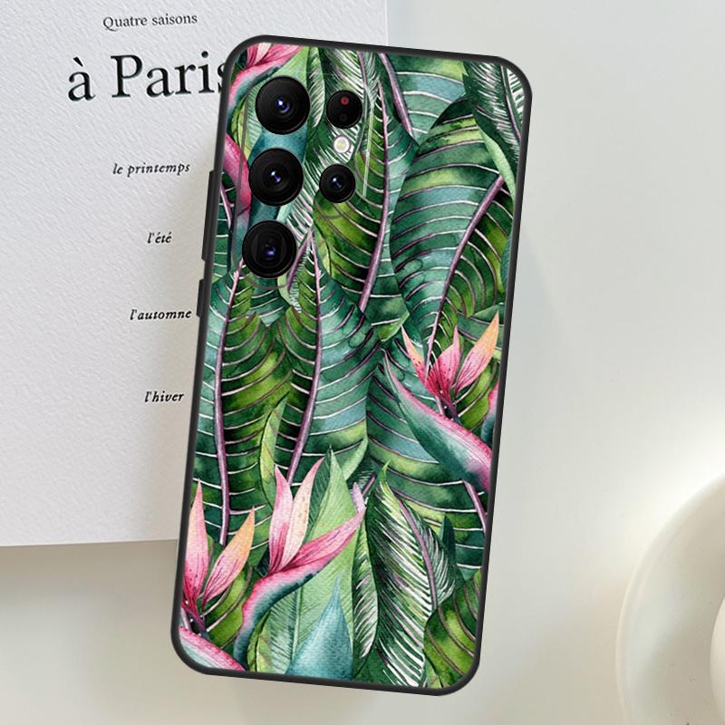 Ретро чехол для телефона Samsung Galaxy S26 Ultra S25 S24 S23 S21 S22 Ultra S10 S20 Plus S25 FE с рисунком банановых листьев