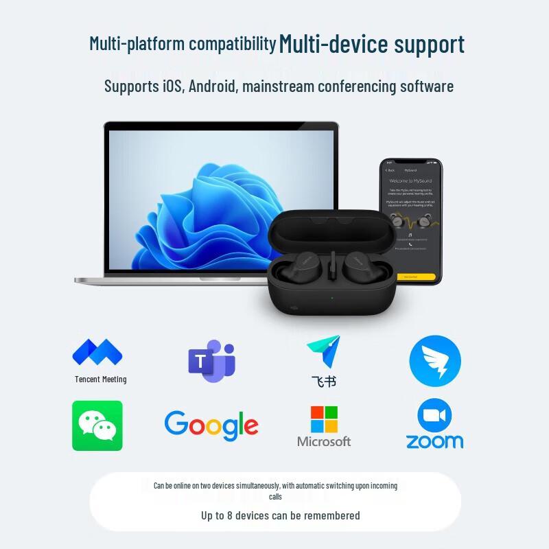 Jabra Evolve2 Buds UC Настоящая беспроводная Bluetooth-гарнитура с активным шумоподавлением