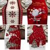 Linen Christmas Table Flag with Snowman & Santa Prints - Festive Table Mat Decorations