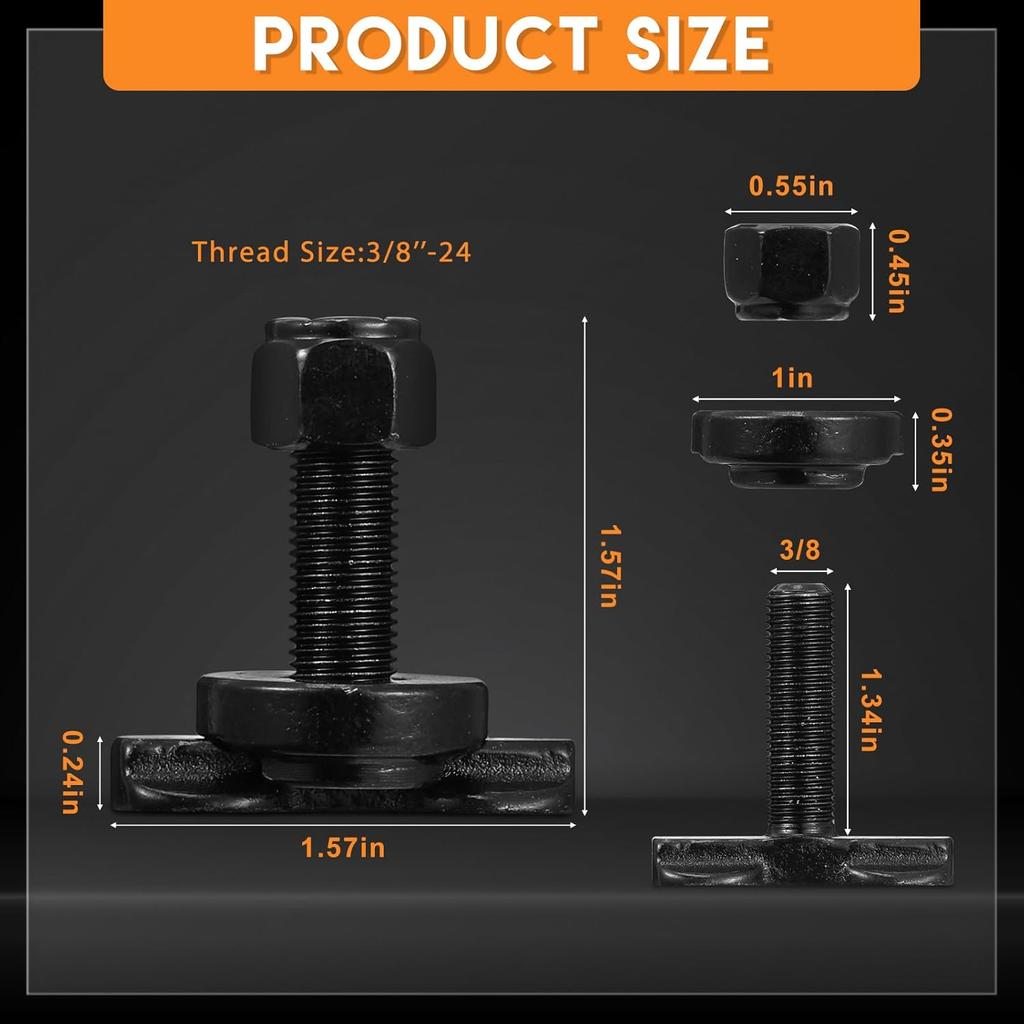 Therwen 10 Pcs L Track Double Lug Threaded Stud Nut Fitting Tie Down Bearing 5500 LBS Using With L Track Rail To Create Heavy Duty Bolt Down Anchor