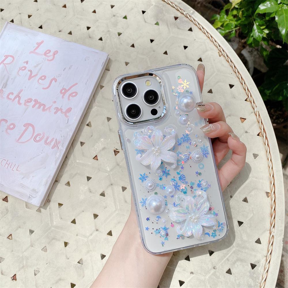 Прозрачный 3D Трехмерный Цветочный Чехол для Телефона для iPhone 11 12 13 14 15 16 Pro Max Ударопрочный Чехол Funda для Чехлов iPhone