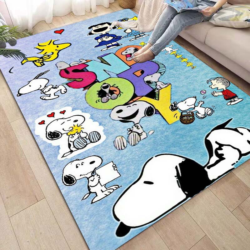 Non-slip area rug for living room with Snoopy cartoon design, soft rug for bedroom, children's playroom, sofa, home decor, doorm