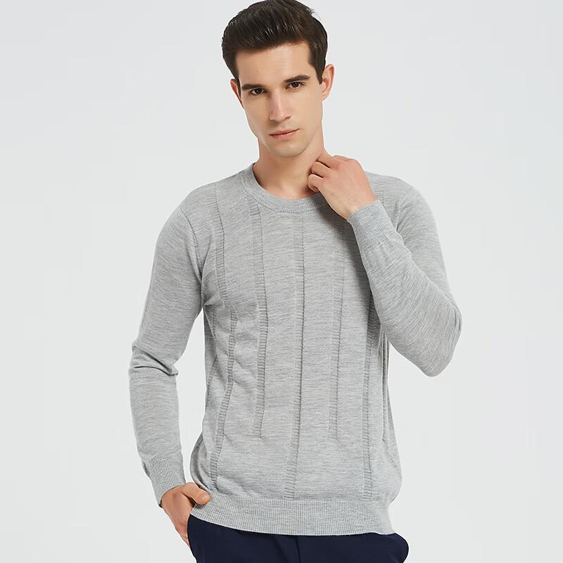 Hengyuanxiang Мужской тонкий свитер из чистого кашемира в полоску с круглым вырезом
