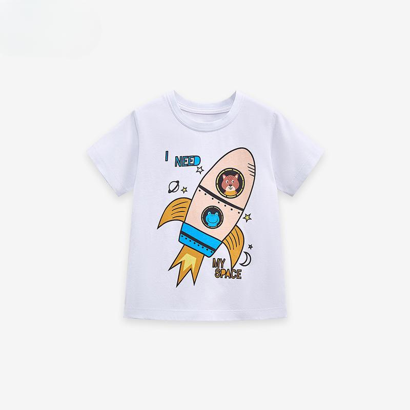 Футболка из хлопка Летняя футболка из хлопка для мальчика Детский топ с водяным знаком Детская футболка с рисунком «Ракета»