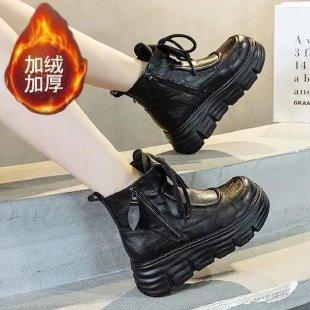 Winter platform Martin boots women's warm fashion casual brown short boots women's shoes