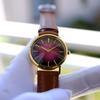 Б/у [В рабочем состоянии] SEIKO коричневый кожаный кварцевый наручный часы золотой корпус OMEGA