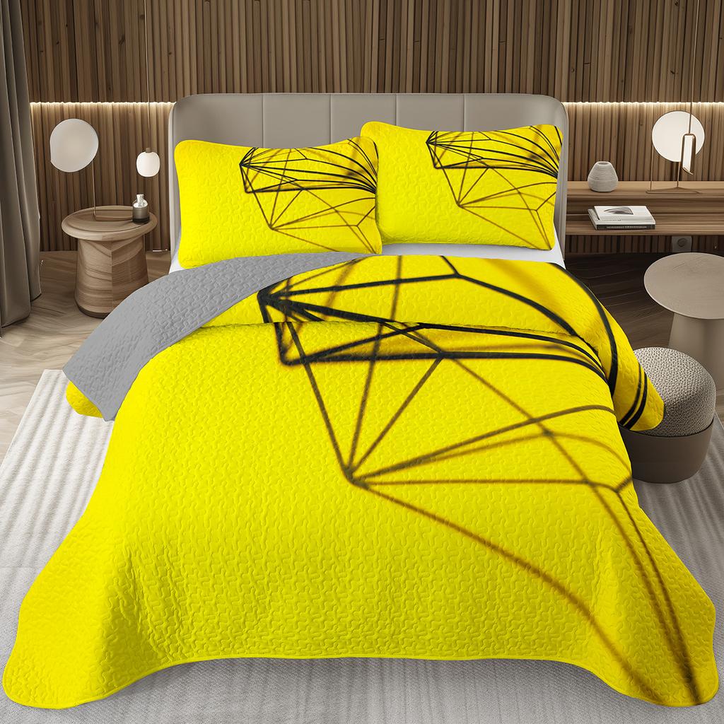 Rainbow Line Twin Queen Bedspread Colorful Abstract Geometric Quilted Bedding Set Bohemian Geometric Reversible Printed Coverlet