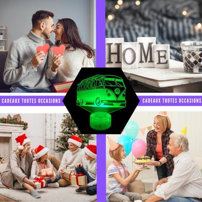 Lampe de chevet 3D LED - Volkswagen - Combi Van - Multicolore - Tactile - Décorative
