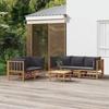 VidaXL Garden Lounge Set 6 Pcs with Dark Grey Cushions Bamboo 3155218