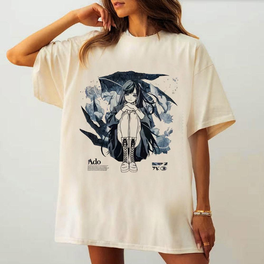 Ado Tshirt Female Trendy Digital Breathable Classic Tshirt Vintage Anime Pastel Breathable Aesthetic Gothic