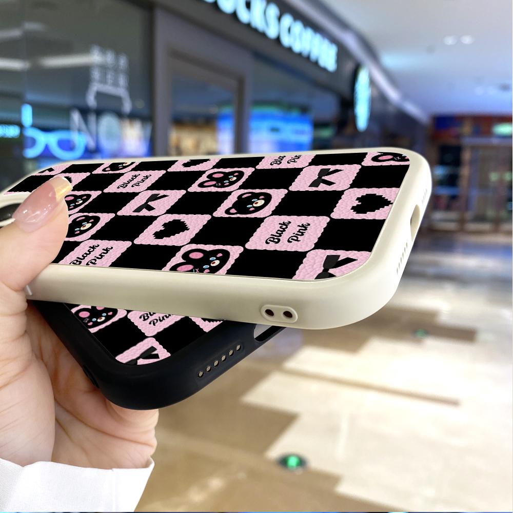 Решетчатый милый чехол для телефона из искусственной кожи с изображением медведя и кролика для iPhone 15 14 13 12 Pro Max Samsung Galaxy S23 Ultra S20 FE A52 Redmi Xiaomi POCO Мягкий чехол