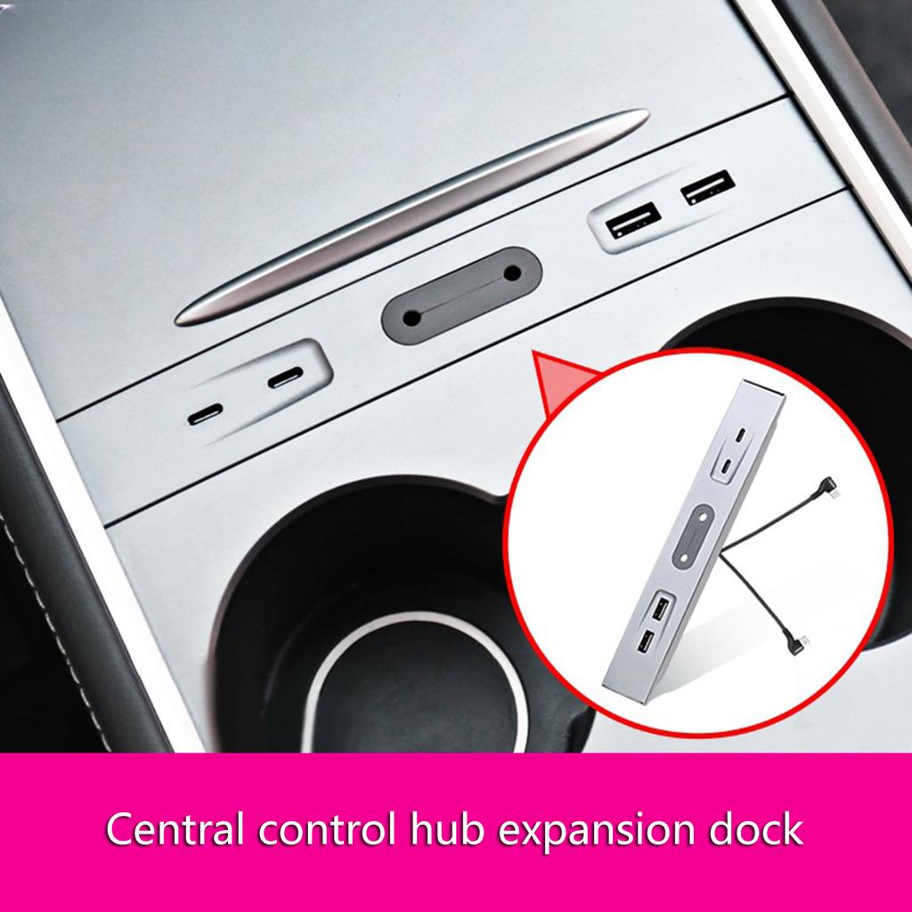 For Car 3/Y Center Console Glovebox USB Hub Port Charging Data Transfer Adapter Docking Station Expansion SplitterPart
