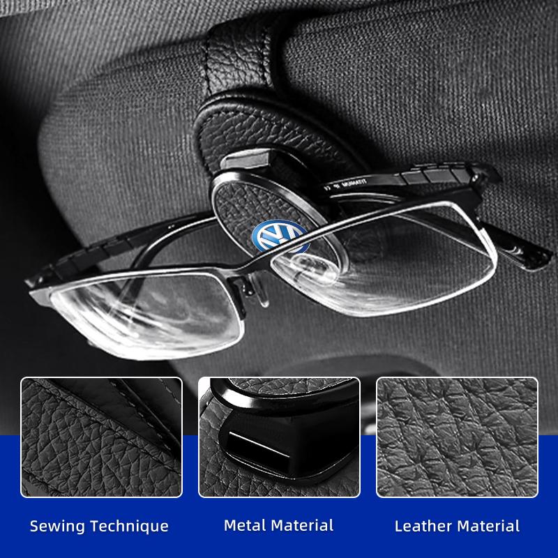 PET1 Car Sunglasses Holder Car Metal Leather Clip Auto Interior Accessories For Volkswagen VW Golf GTI Polo Passat Scirocco Tiguan