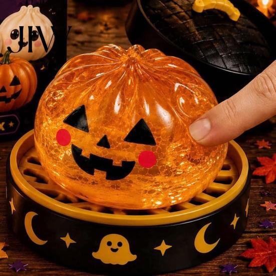 Soft Rebound Fidget Toy 1/5Pcs Halloween Dumpling Squeeze with Steamer, Pumpkin Eyeball Ghost Toys Skull for Relieve Stress, Holiday Party Favors