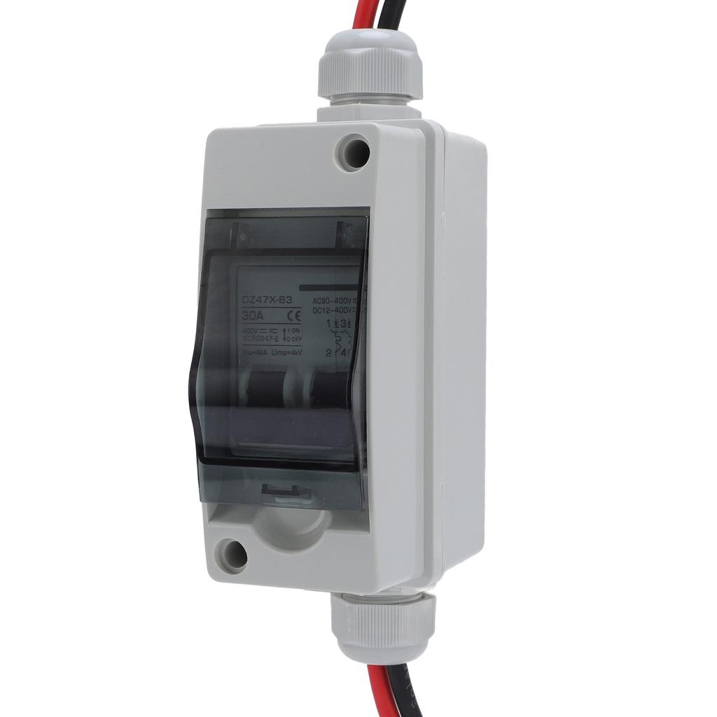 Solar Panel Disconnect Switch 30A DC AC Shut Off 2 Poles Outdoor Home Miniature PV Circuit Breaker Box IP65 Water Proof