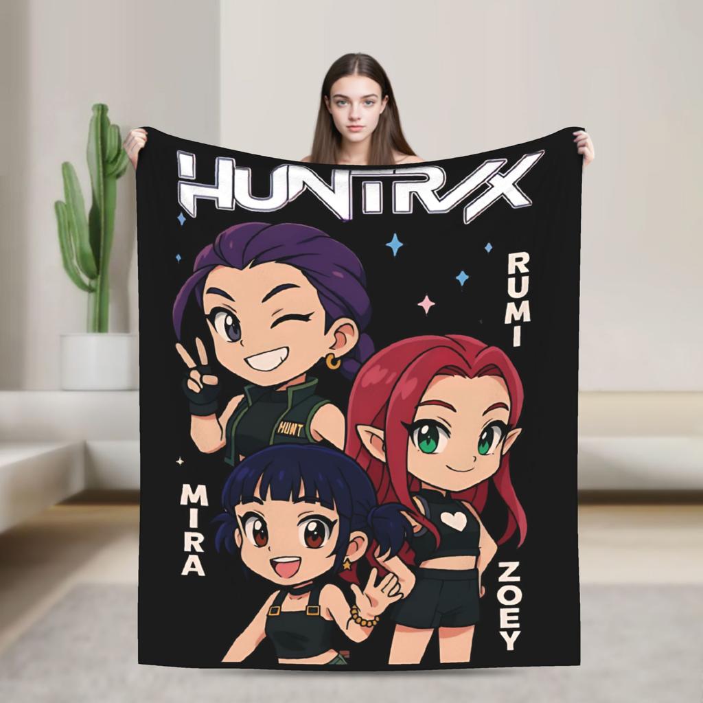 Huntrix HUNTRX Rumi Kpop Demon Hunters Blankets Пушистый, потрясающий, теплый плед для дома на зиму