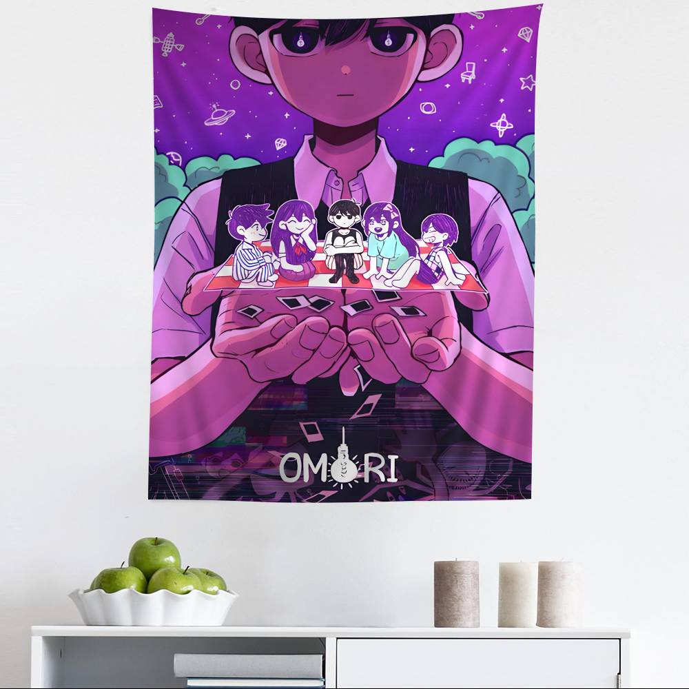 Классическая Хоррор Видеоигра Omori Красочный Гобелен Настенное Панно Хиппи Цветочные Настенные Ковры Декор Комнаты в Общежитии Настенное Искусство Декор