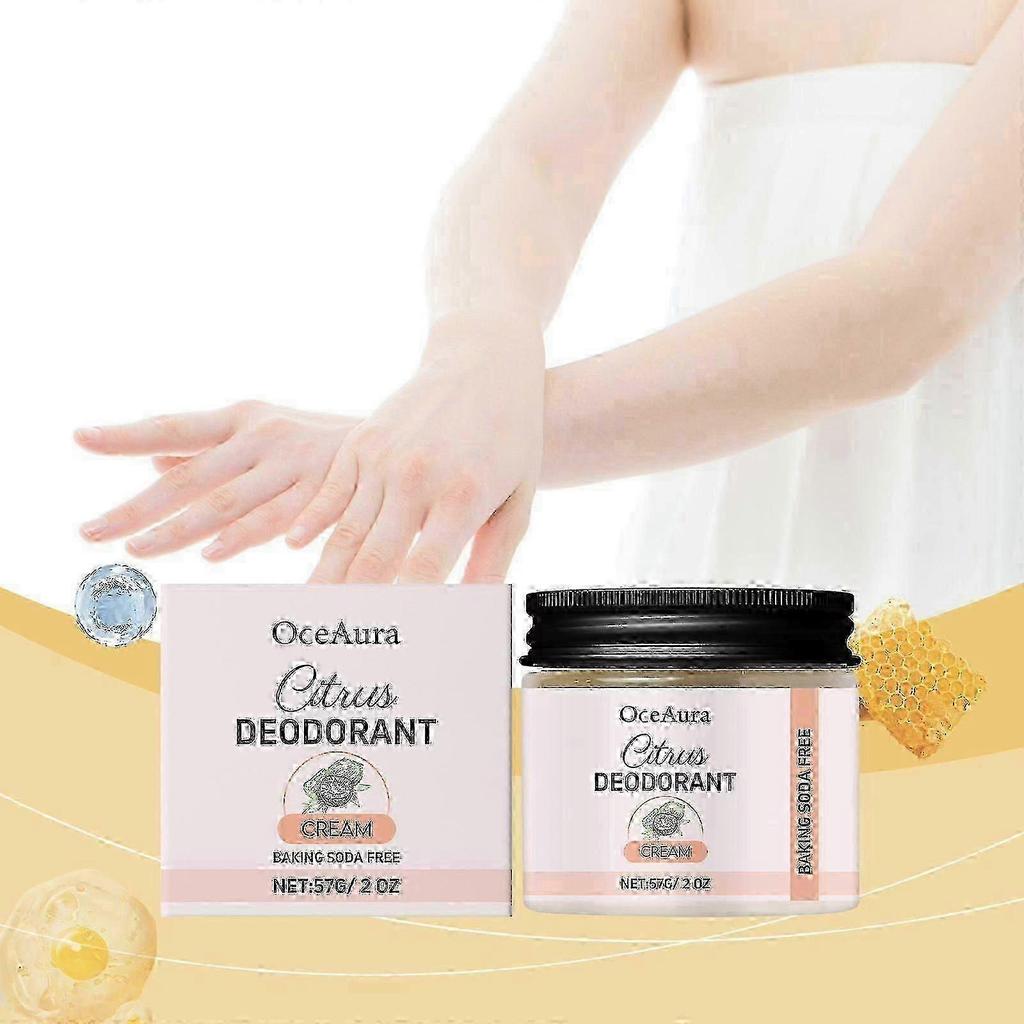 Organic Citrus Deodorant Cream, 1pcs Aluminium - Free for Body & Private Areas, Odor - Neutralizing