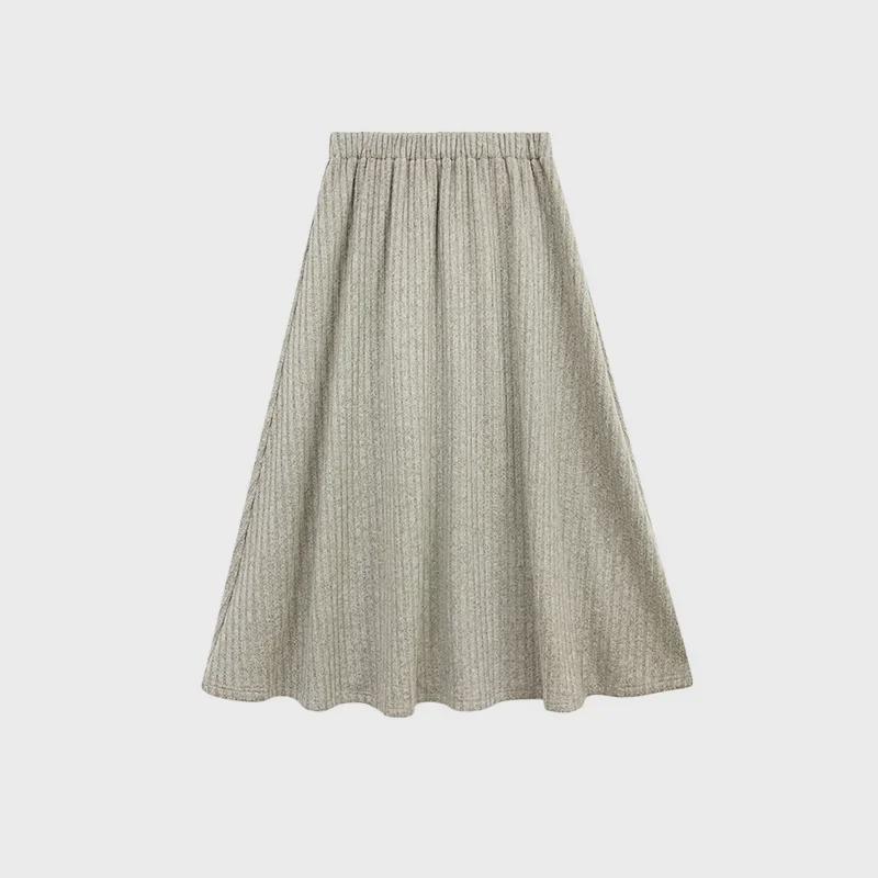 Женская длинная юбка в Корейском стиле с большой складкой и высокой талией - Осень/Зима, облегающий и свободный крой