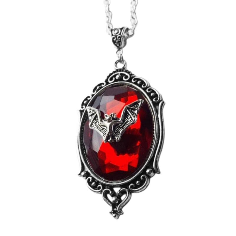 Bat Glass Pendant Necklaces Small Bat Pendnat Necklaces Halloween Pendant Choker Jewelry Party Jewelry for Men Women