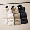 Women's Solid Chic Short Vest Sleeveless Stand Collar Jacket For Ladies Zipper Warm Winter Coat