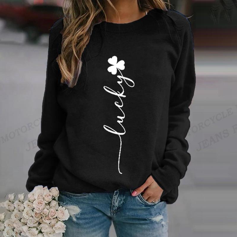 Christian Hoodie Женская мода Clover Hoodies Толстовки с цветочным принтом Толстовки с круглым вырезом Одежда Kawaii Пальто Женские толстовки Винтаж