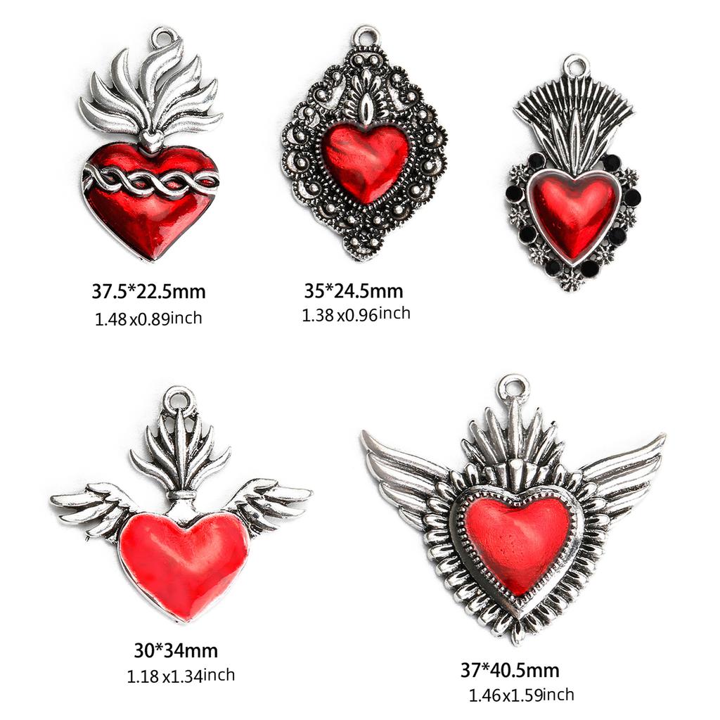 Набор из 15 Панк Шармов Сердец Сердечные Бусины Готические Аксессуары Сердца Сплав Материал Шарм Сердце Подвеска Сердце для DIY Ювелирных Изделий