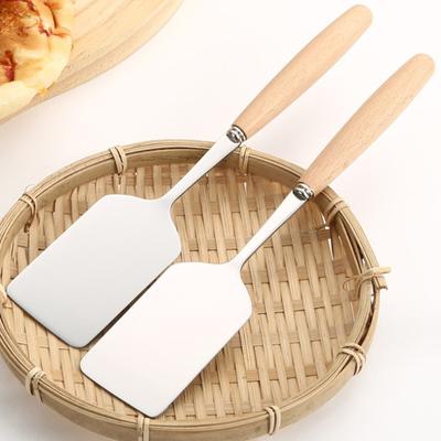 Нержавеющая сталь квадратная головка стейк кулинарная лопатка деревянная ручка пиццы лопатка блины говядина скребок барбекю утварь для кухни