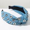 Широкая панк-повязка на волосы Металлическая полая повязка с люверсами Бандана Джинсовая повязка Женская