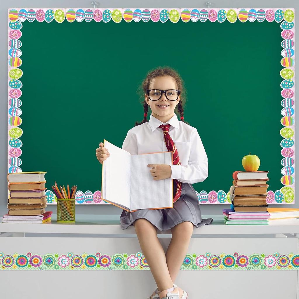 69ft Easter Bulletin Board Borders Easter Eggs Spring Theme Flowers Bulletin Board Decorations Spring Trim Border Paper Holiday Borders Border for