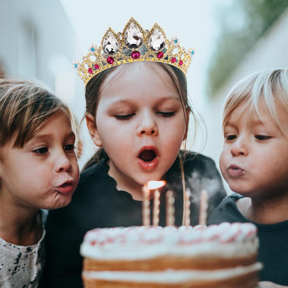 Handmade Birthday Rhinestone Tiara Princess Crown Tiaras for Girls Pearl Headband Bling Bling