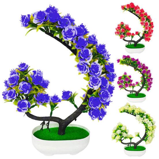 Искусственный цветок розы, дерево, растение в горшке, бонсай, украшение для сада, вечеринки, стола