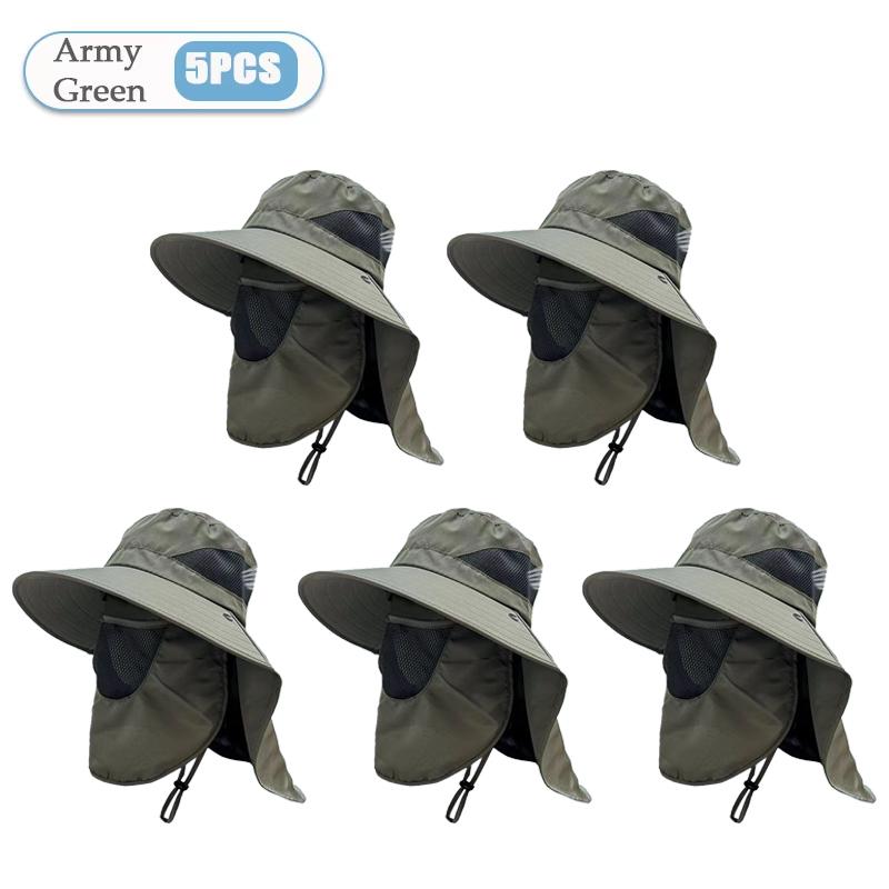 Summer Sun Hats UV Protection Outdoor Hunting Fishing Cap for Men Women Hiking Camping Visor Bucket Hat Neck Flap Fisherman Hat